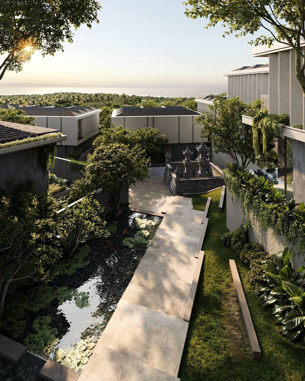 OceaniQ 2 inner courtyard with koi pond